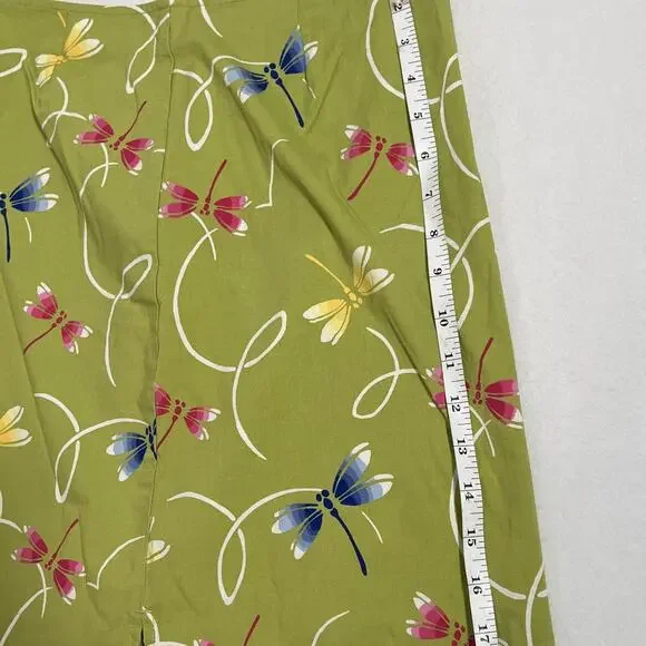 Talbots Kids Skirt Girls 16 Green Dragonfly Print A Line Stretch School Nature - Picture 6 of 7